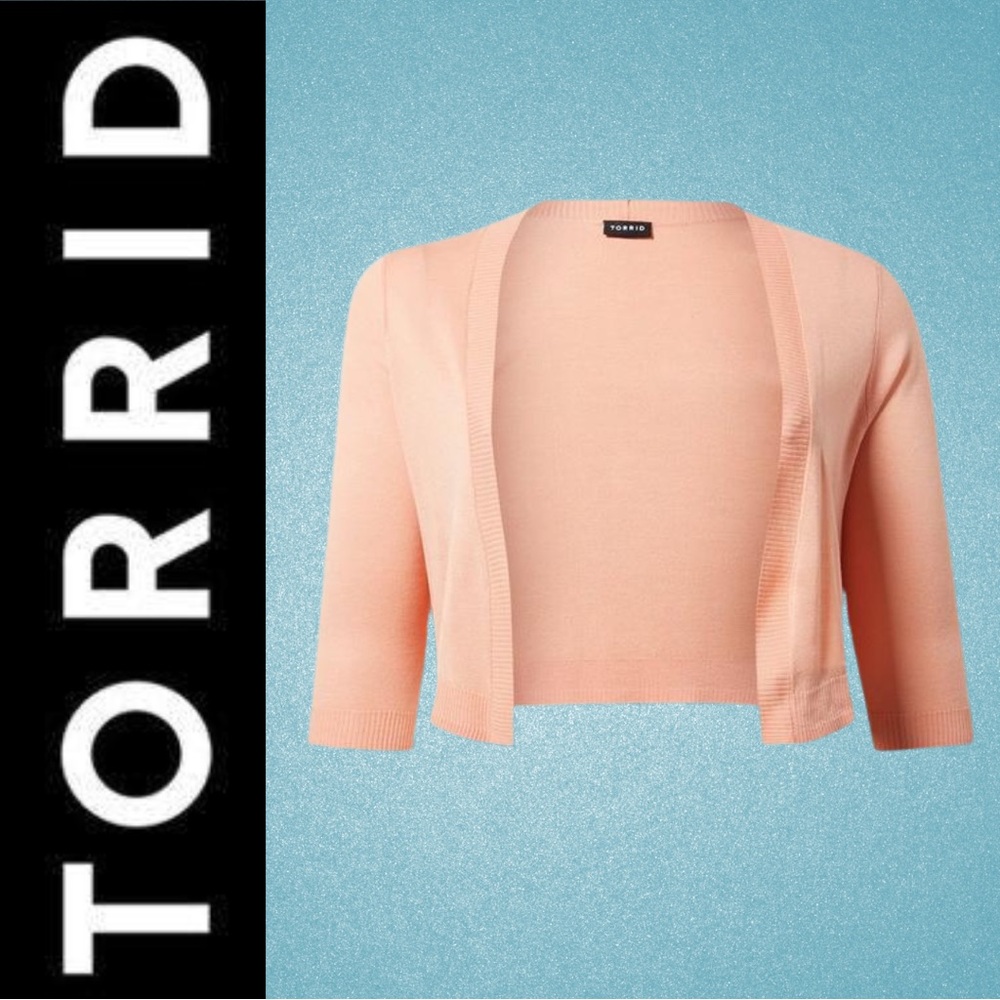 Torrid: Papaya Punch 3/4 Sleeve Cropped Shrug
